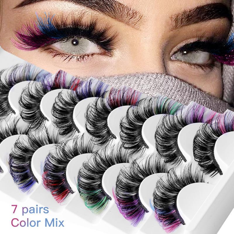 7 Pairs Colorful False Eyelash - Eyelash Extension Volume ulasan dan harga