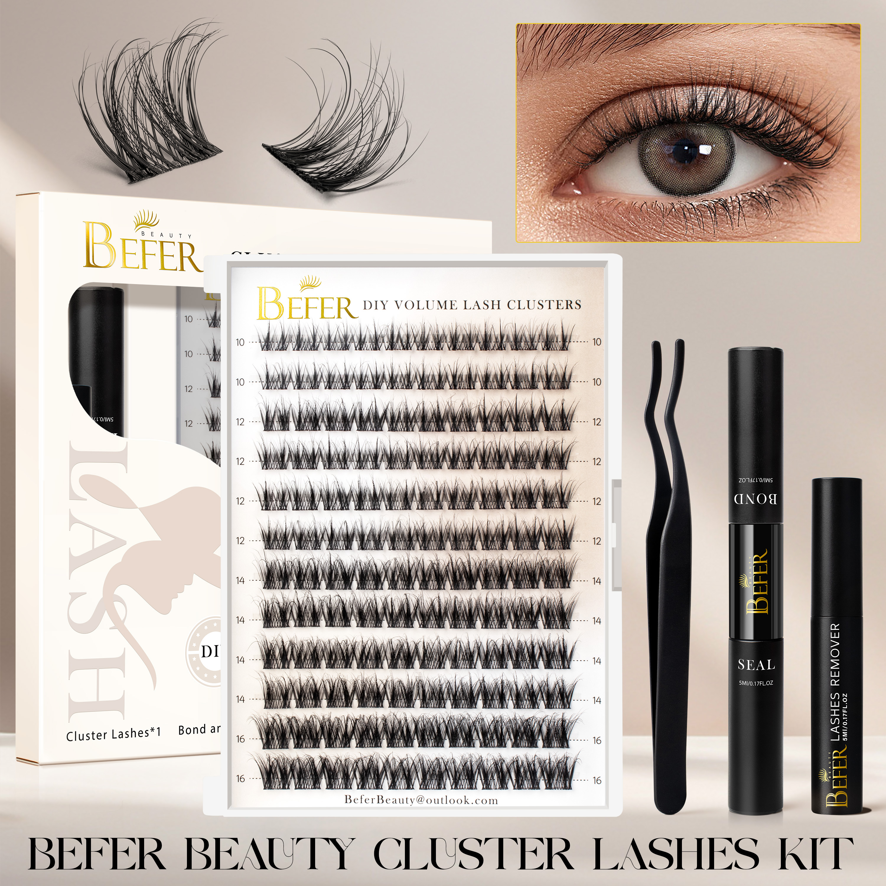 Befer Lash Clusters Kit False  - Eyelash Extension Volume ulasan dan harga