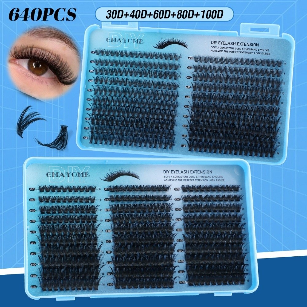 640Pcs 8-16mm Length False Eye - Eyelash Extension Volume ulasan dan harga