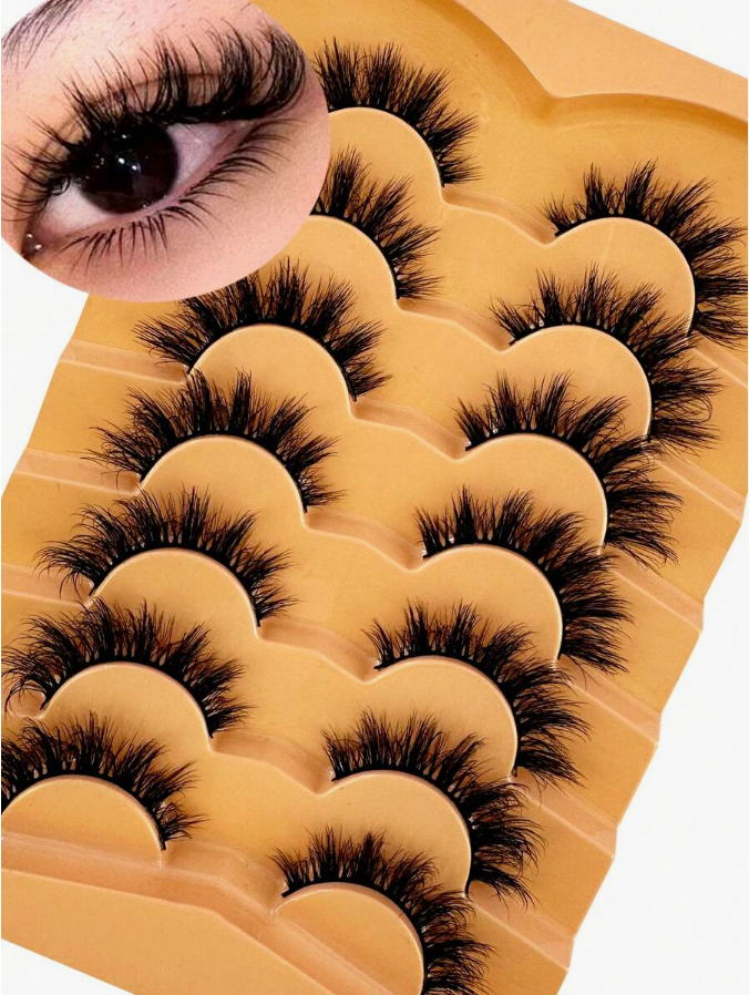 7 Pairs Faux Mink Lashes Fluff - Eyelash Extension Fox Eye ulasan dan harga