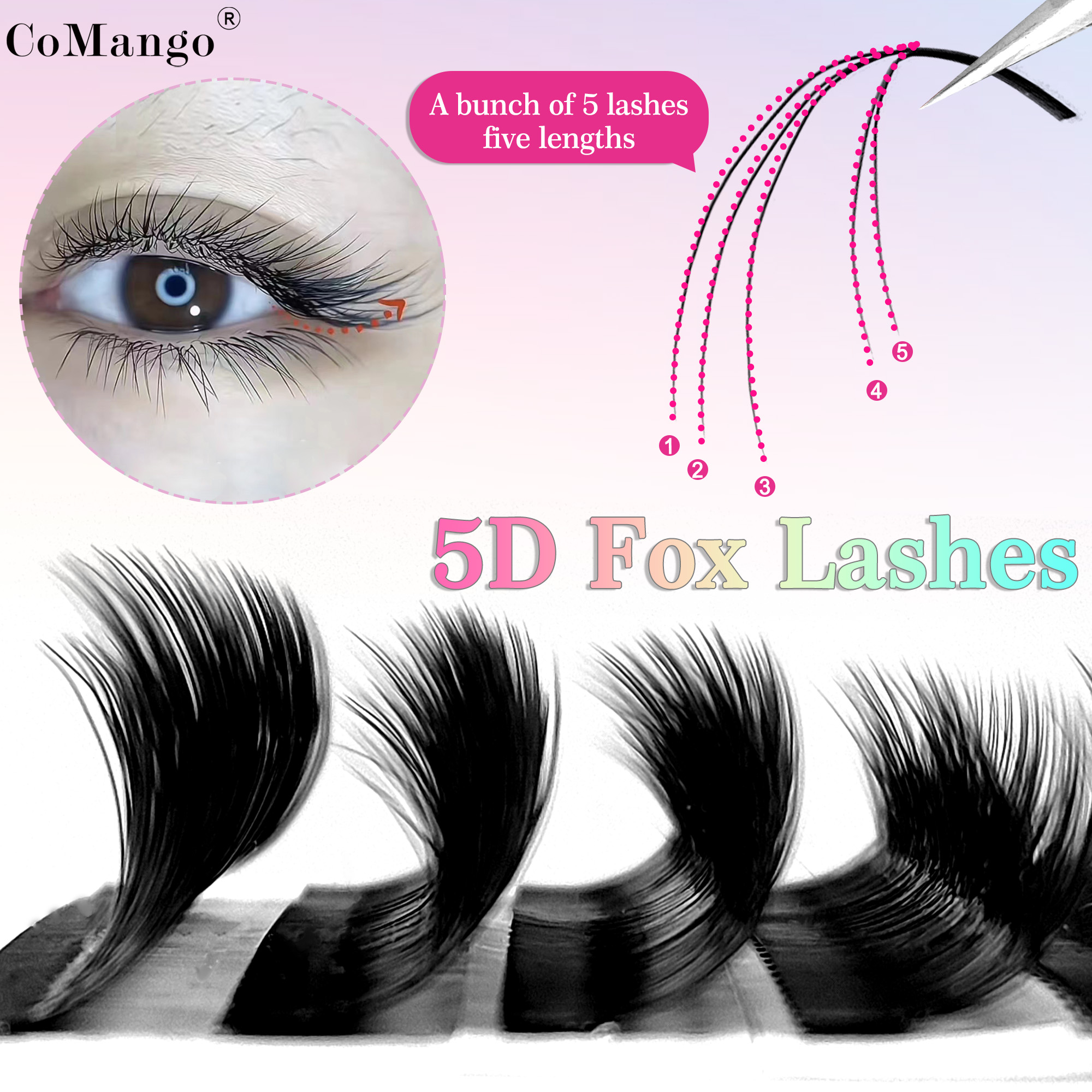 CoMango Fox 5D YY Shaped Eye L - Eyelash Extension Fox Eye ulasan dan harga