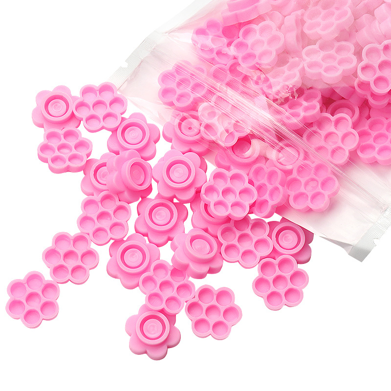 100 Pcs Pink Flower Glue Delay - Eyelash Extension Examples ulasan dan harga