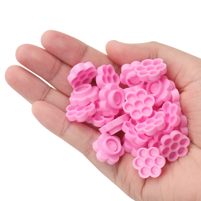 100 Pcs Pink Flower Glue Delay - Eyelash Extension Examples ulasan dan harga