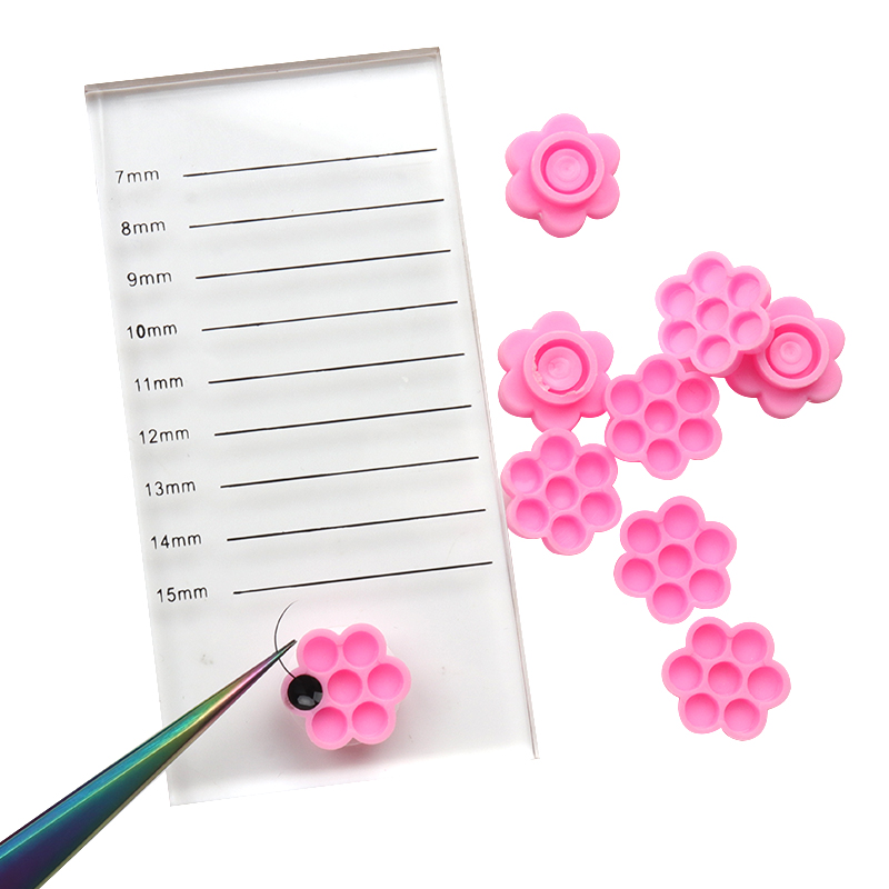 100 Pcs Pink Flower Glue Delay - Eyelash Extension Examples ulasan dan harga
