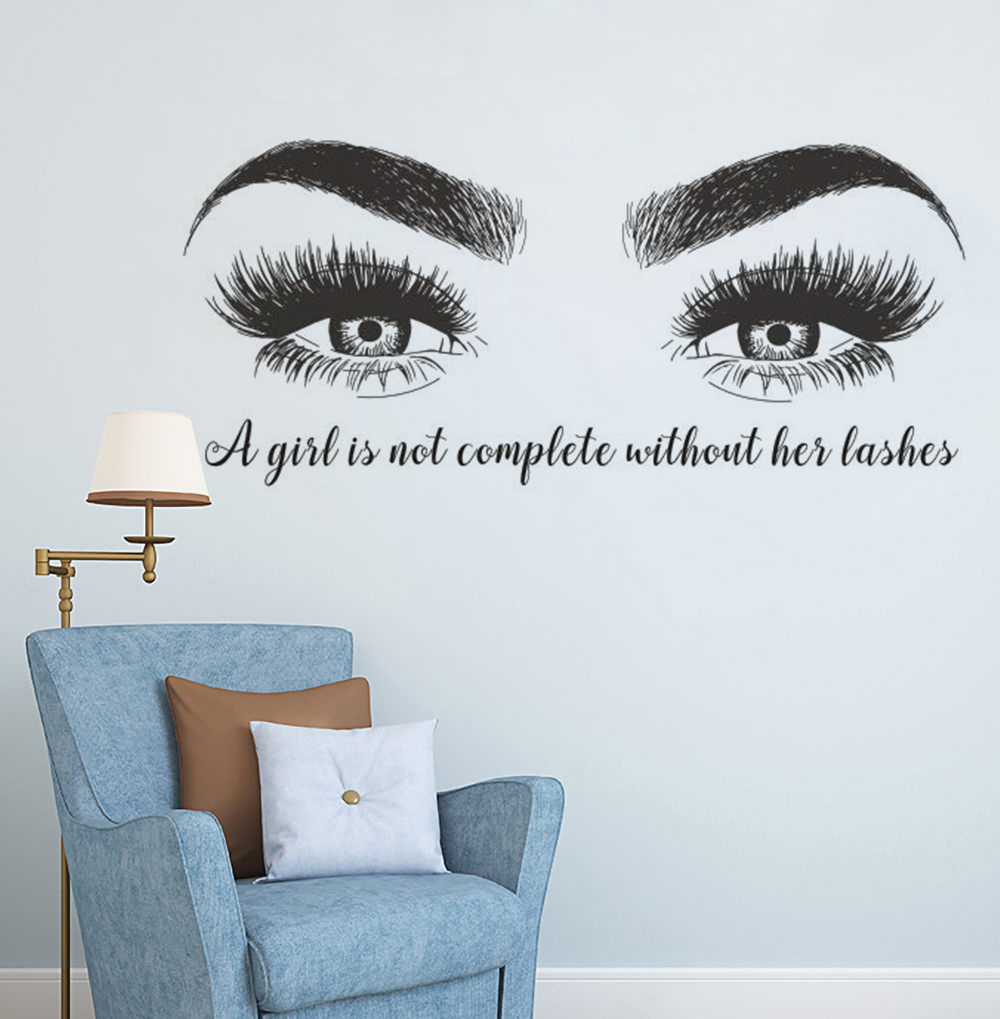 Eyelashes Eyebrows Vinyl Wall  - Eyelash Extension Quotes ulasan dan harga