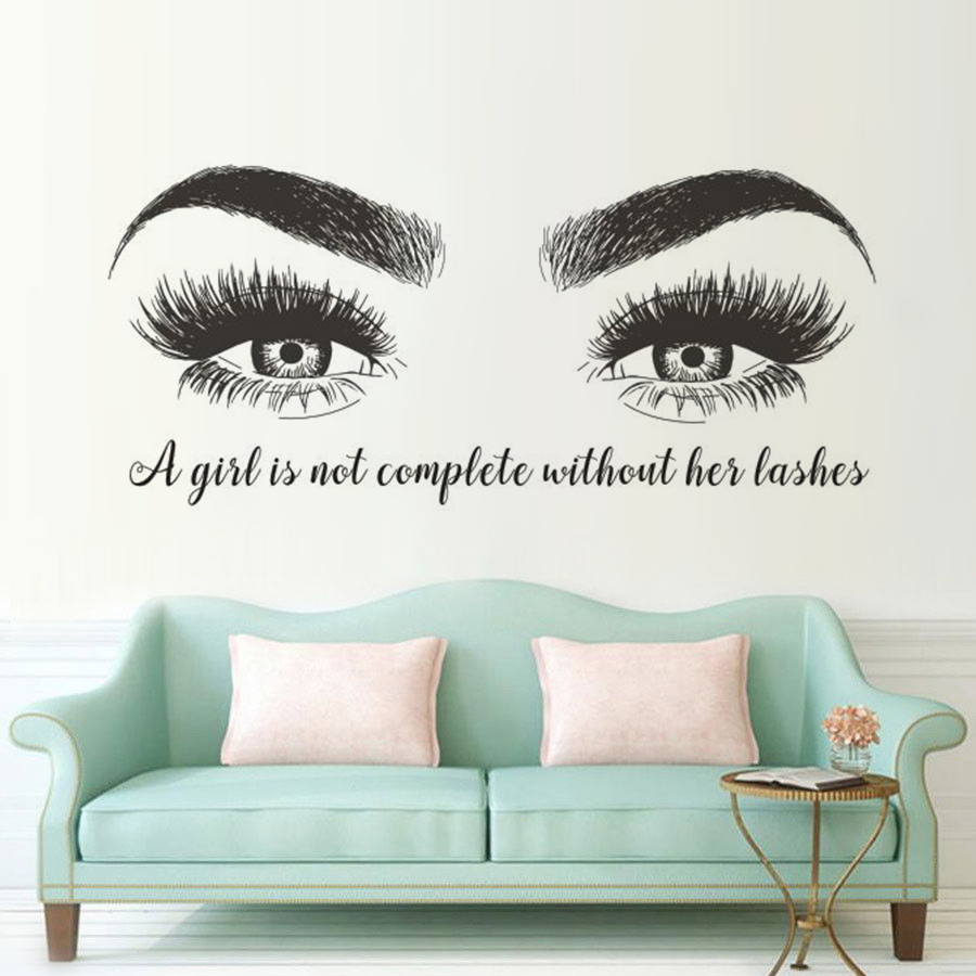 Eyelashes Eyebrows Vinyl Wall  - Eyelash Extension Quotes ulasan dan harga