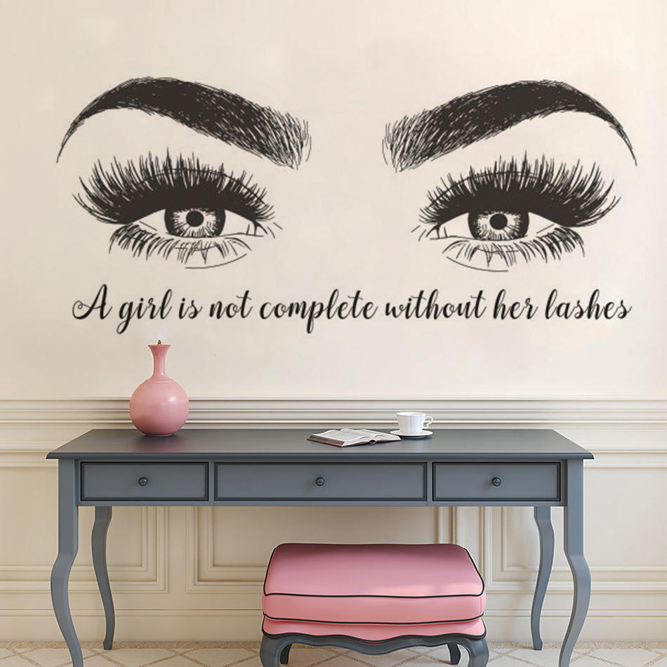 Eyelashes Eyebrows Vinyl Wall  - Eyelash Extension Quotes ulasan dan harga