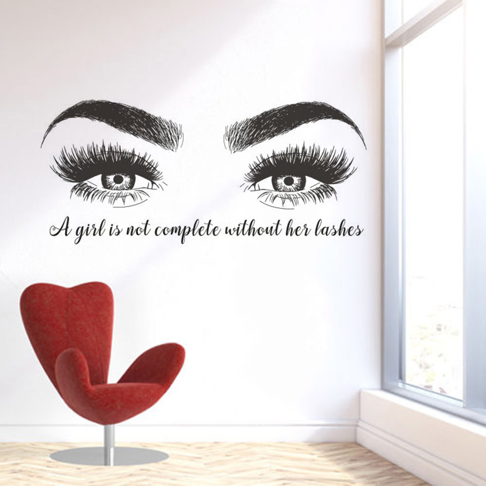 Eyelashes Eyebrows Vinyl Wall  - Eyelash Extension Quotes ulasan dan harga