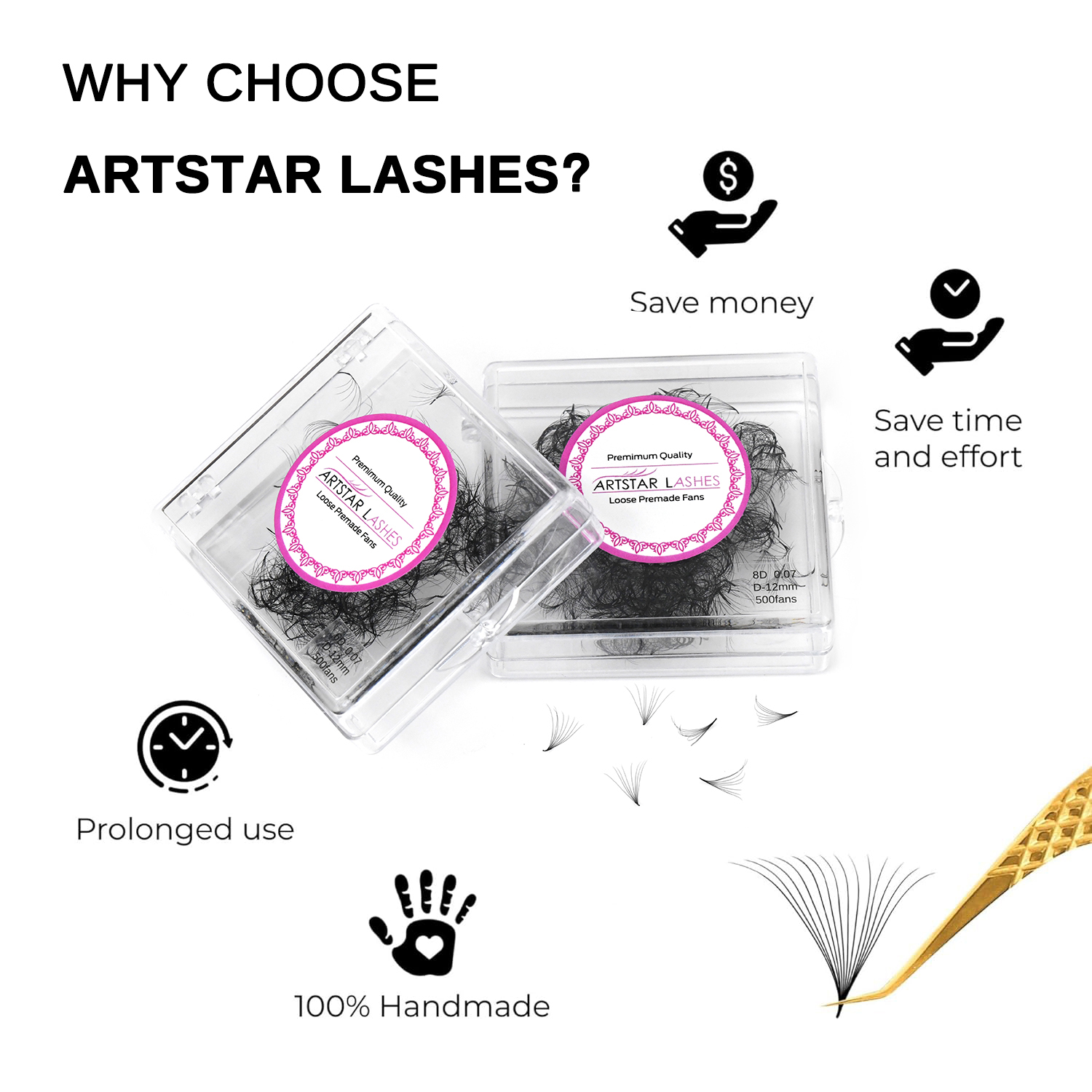ARTSTAR 500 Fans Loose Fan Eye - Eyelash Extension Human Hair ulasan dan harga