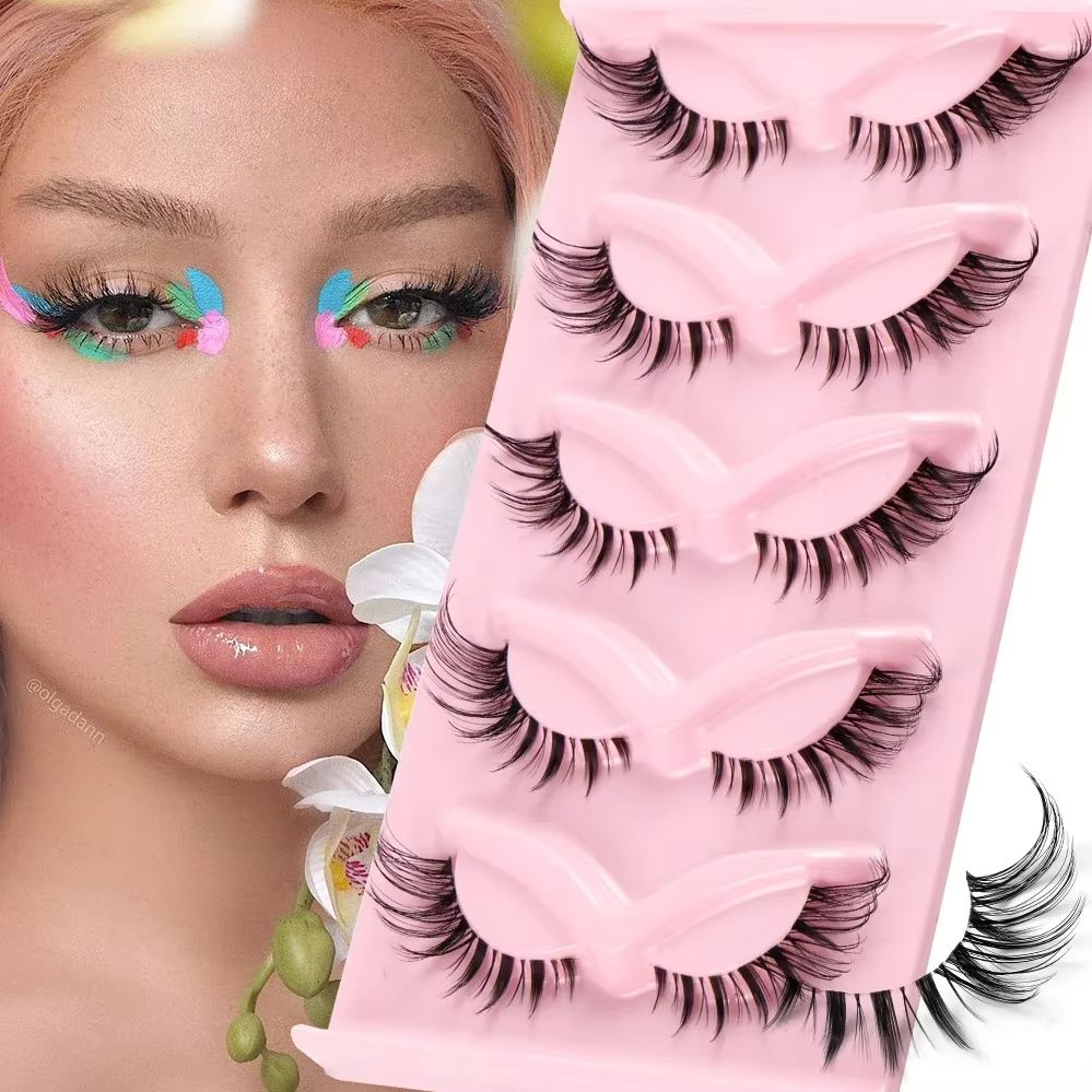 5 Pairs Cat Eye Fake Eyelashes - Eyelash Extension Fox Eye ulasan dan harga