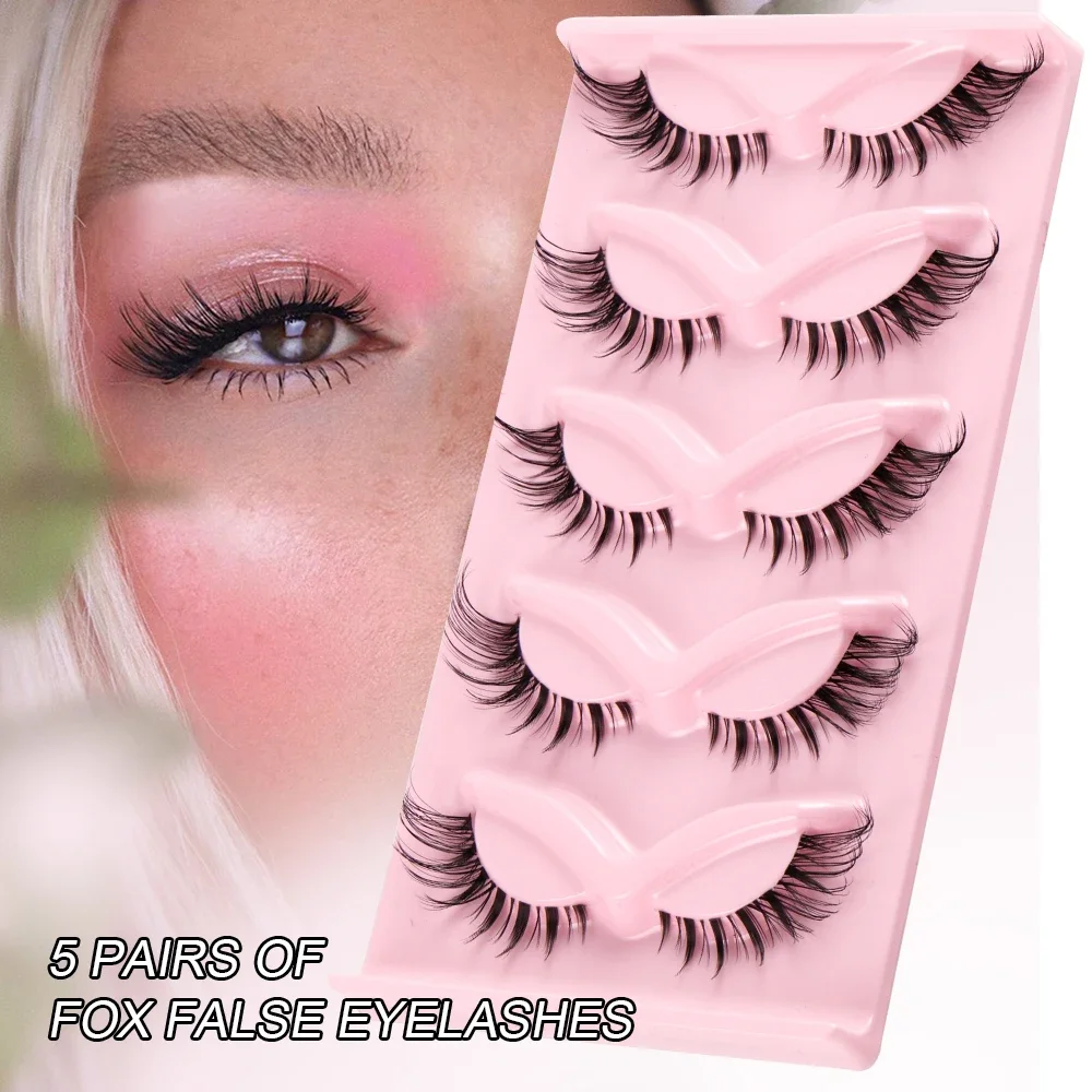 5 Pairs Cat Eye Fake Eyelashes - Eyelash Extension Fox Eye ulasan dan harga