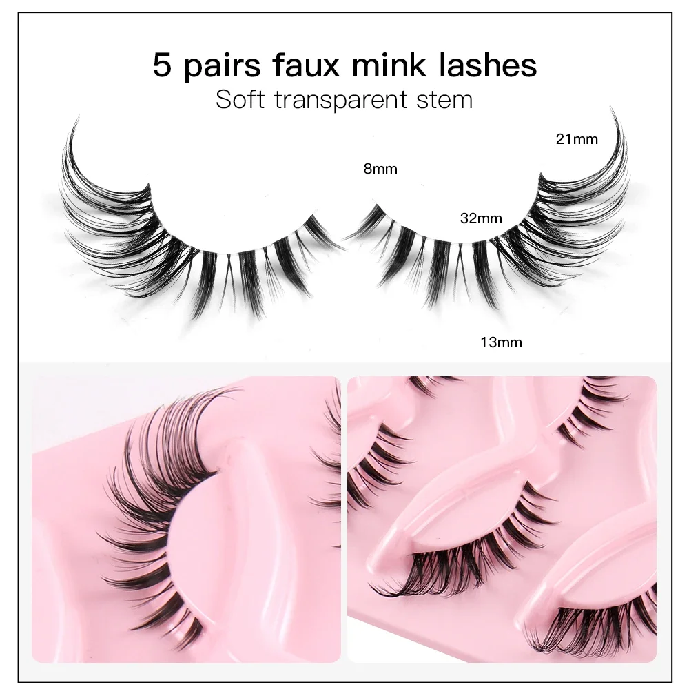 5 Pairs Cat Eye Fake Eyelashes - Eyelash Extension Fox Eye ulasan dan harga