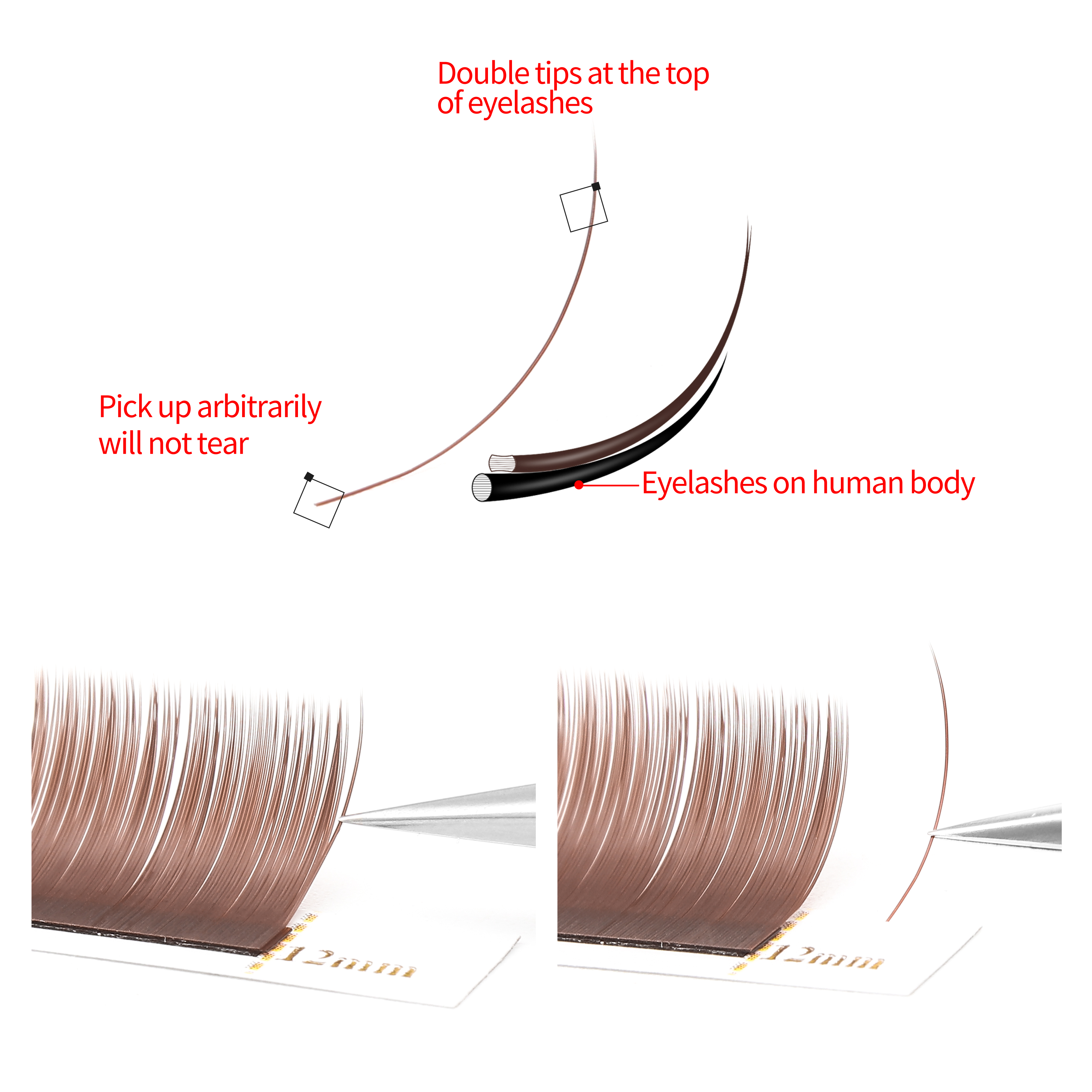 XIUSUZAKI Brown Grey Flat Eyel - Eyelash Extension Human Hair ulasan dan harga